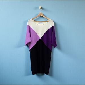 New York & Company Colorblock Dolman Sleeve Sweater Dress M